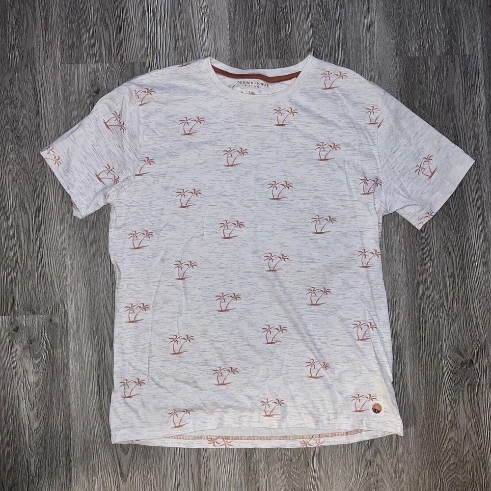 Denim & Flower T Shirt Ricky Singh Mens Medium Palm Tree Short Sleeve